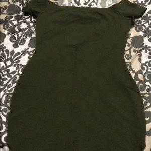 Green off shoulder short dress